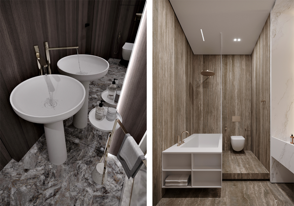 Дизайн интерьера ванной комнаты в пентхаусе1
