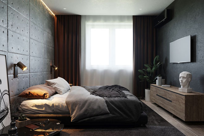 дизайн интерьера мужской спальни